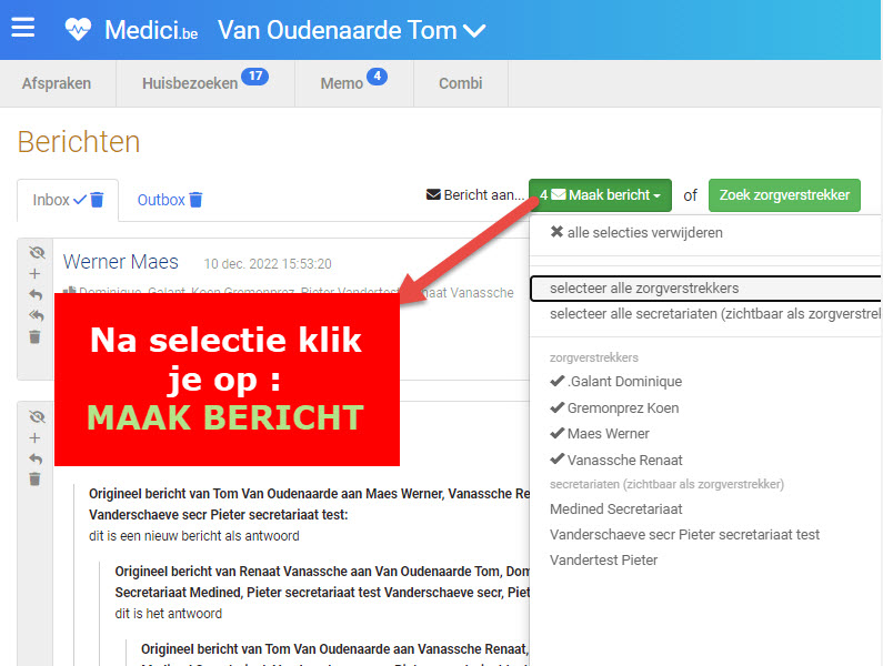 klik dan op "Maak bericht"
