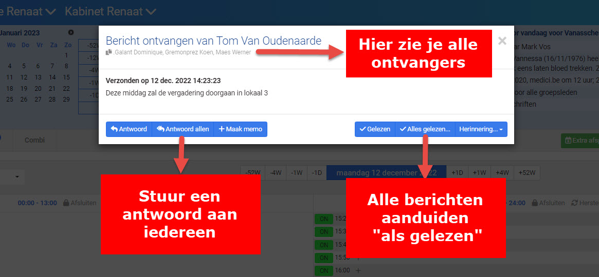 selecteer de ontvangers