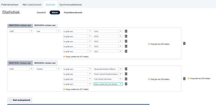 zoekopdracht in careconnect