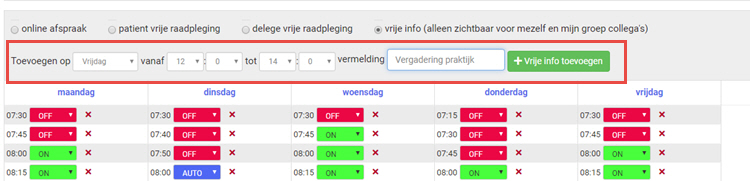Kiest dag en tijdstip en  geef een vermelding