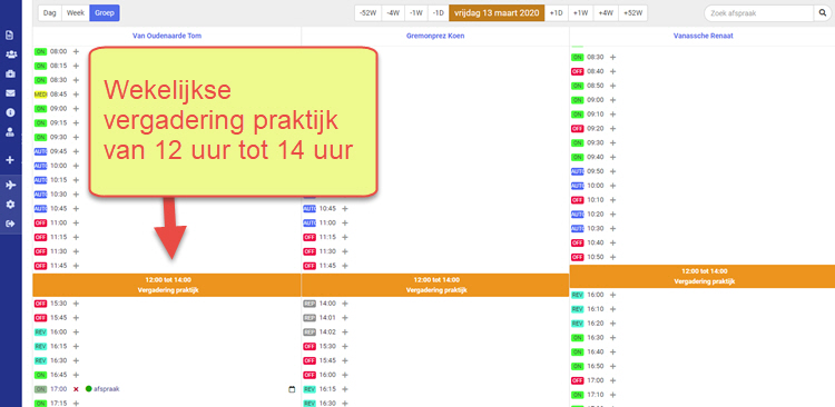 De info verschijnt in oranje en is NIET zichtbaar voor patinten