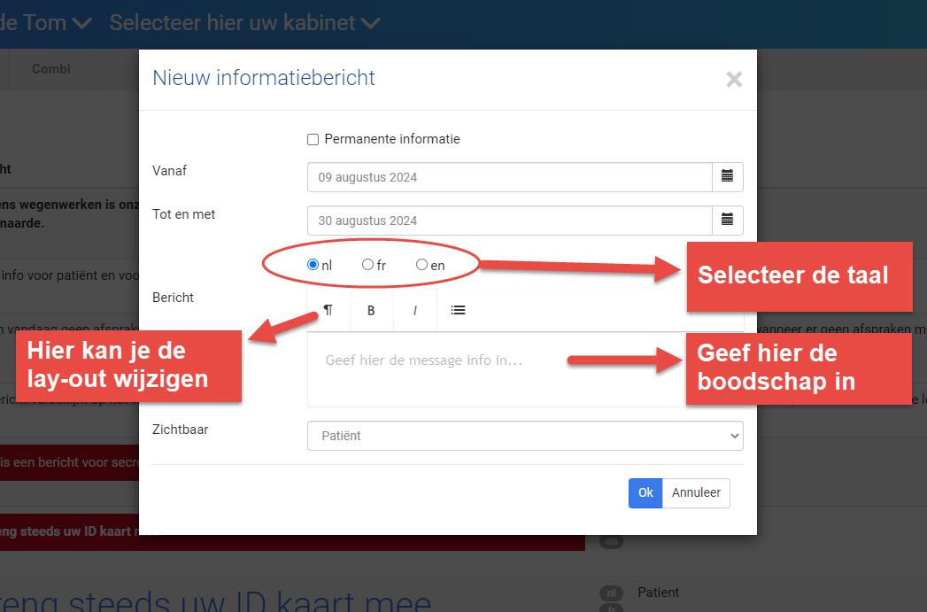 Hoe geef ik boodschappen in andere talen in.